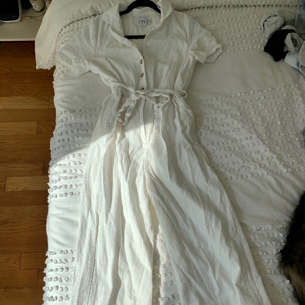 White linen jumpsuit
